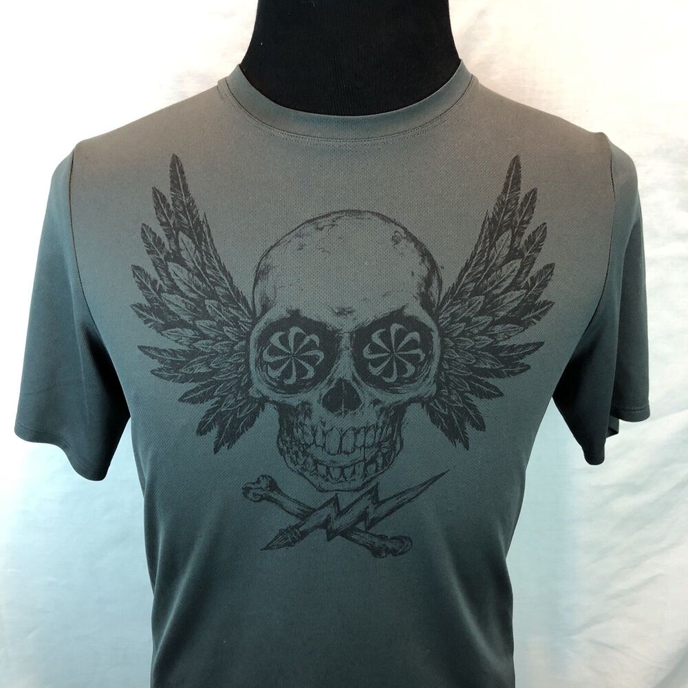 Nike Running Challenger Skull Dri-Fit T Shirt 451273 Black Charcoal Small LLL2